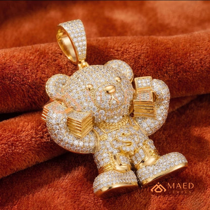 Heavy 3D Multi-Layered Baguette Cross Charm – Fully Flooded