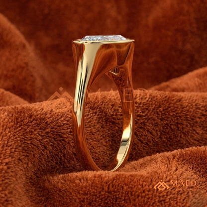 East-West Marquise Cut Bezel Engagement Ring | 14k Gold, Rose Gold & Sterling Silver Modern Solitaire Band