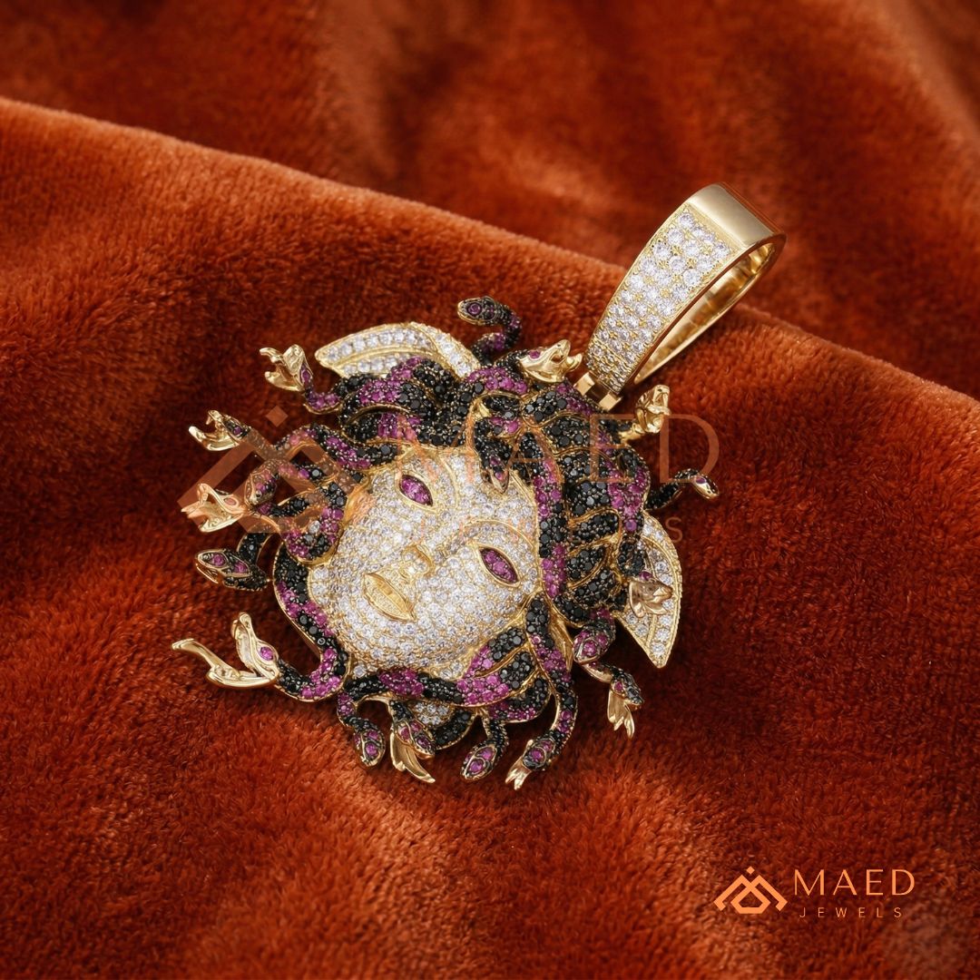 Fully Flooded Multi-Color Medusa Head Charm – Exotic Serpent Pendant