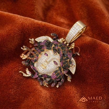 Fully Flooded Multi-Color Medusa Head Charm – Exotic Serpent Pendant