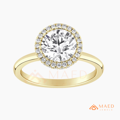 Classic Round Cut Moissanite Halo Engagement Ring in 925 Sterling Silver, 14K Gold & 14K Rose Gold | Solitaire Halo Wedding Ring for Women