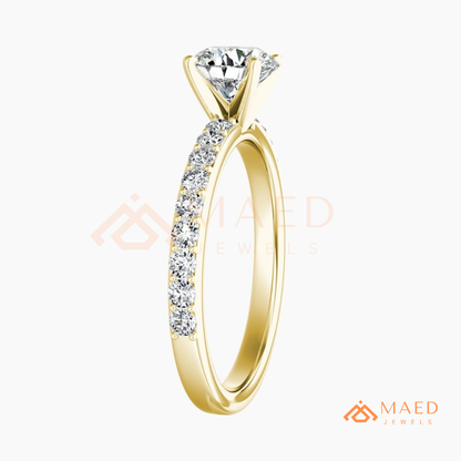 Romantic Heart Cut Bypass Engagement Ring with Swirl Pavé Band