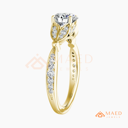 The Grace Radiant Cut Solitaire Engagement Ring with Pave Twist Band in Silver, 14K Gold & 14K Rose Gold