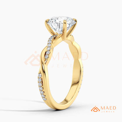 Nature-Inspired Shield Cut Three-Stone Engagement Ring with Textured Bark Band in Silver, 14K Gold & Rose Gold