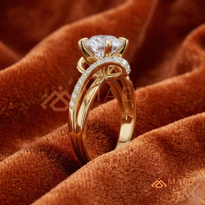 Round Cut Diamond Bypass Engagement Ring in Sterling Silver, 14K Gold & Rose Gold