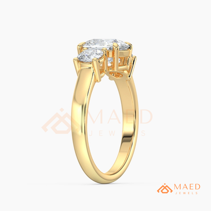 Classic Oval 3-Stone Trilogy Engagement Ring in Gold, Rose Gold & Silver