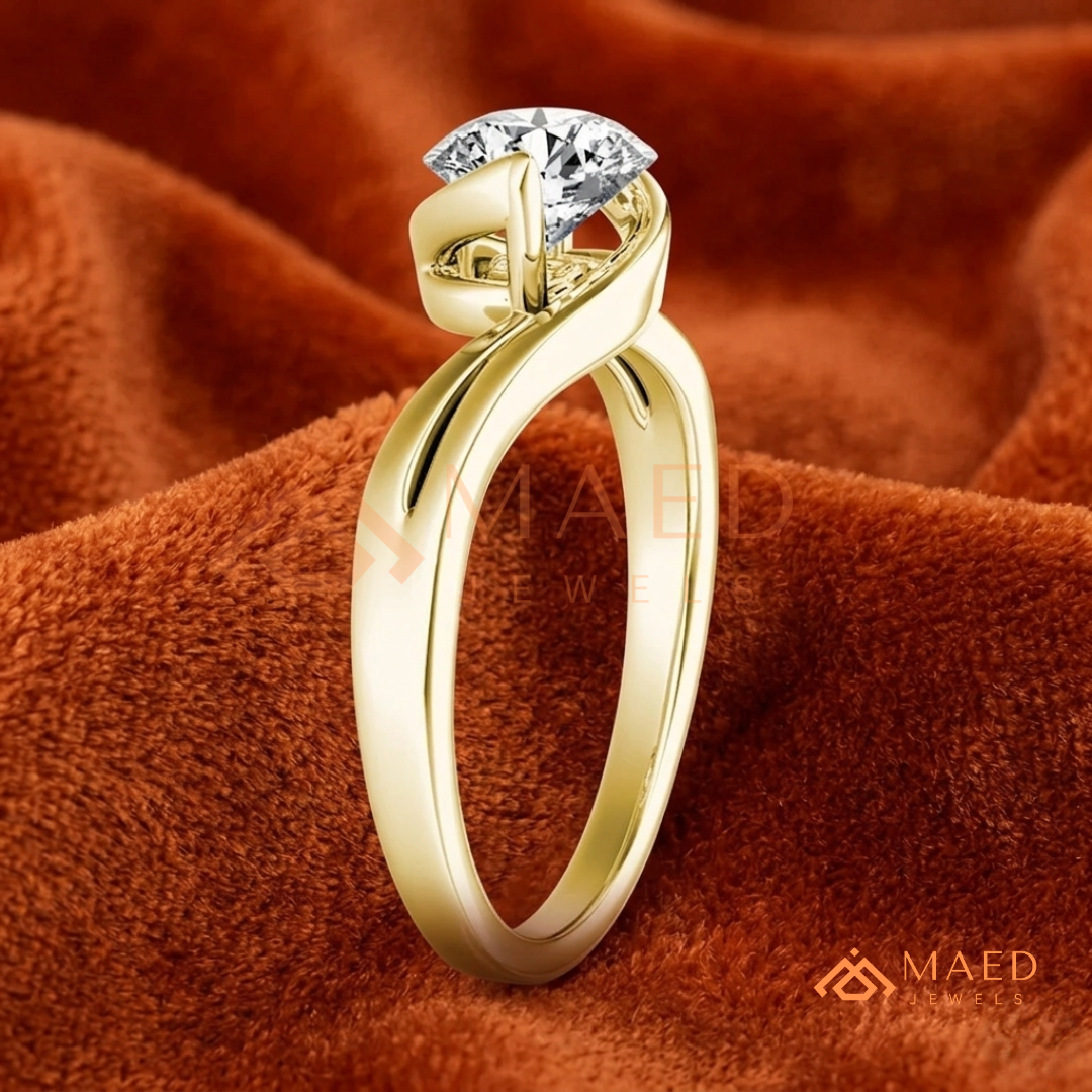 Marquise Cut Solitaire Engagement Ring with Multi-Row Pavé Band – Silver, 14K Gold, or 14K Rose Gold