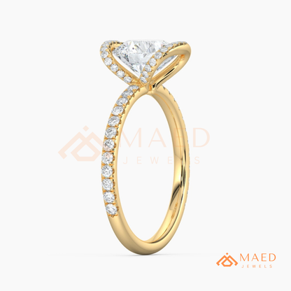 Modern Round Cut Open Arc Halo Engagement Ring in 14K Gold, Rose Gold & Silver