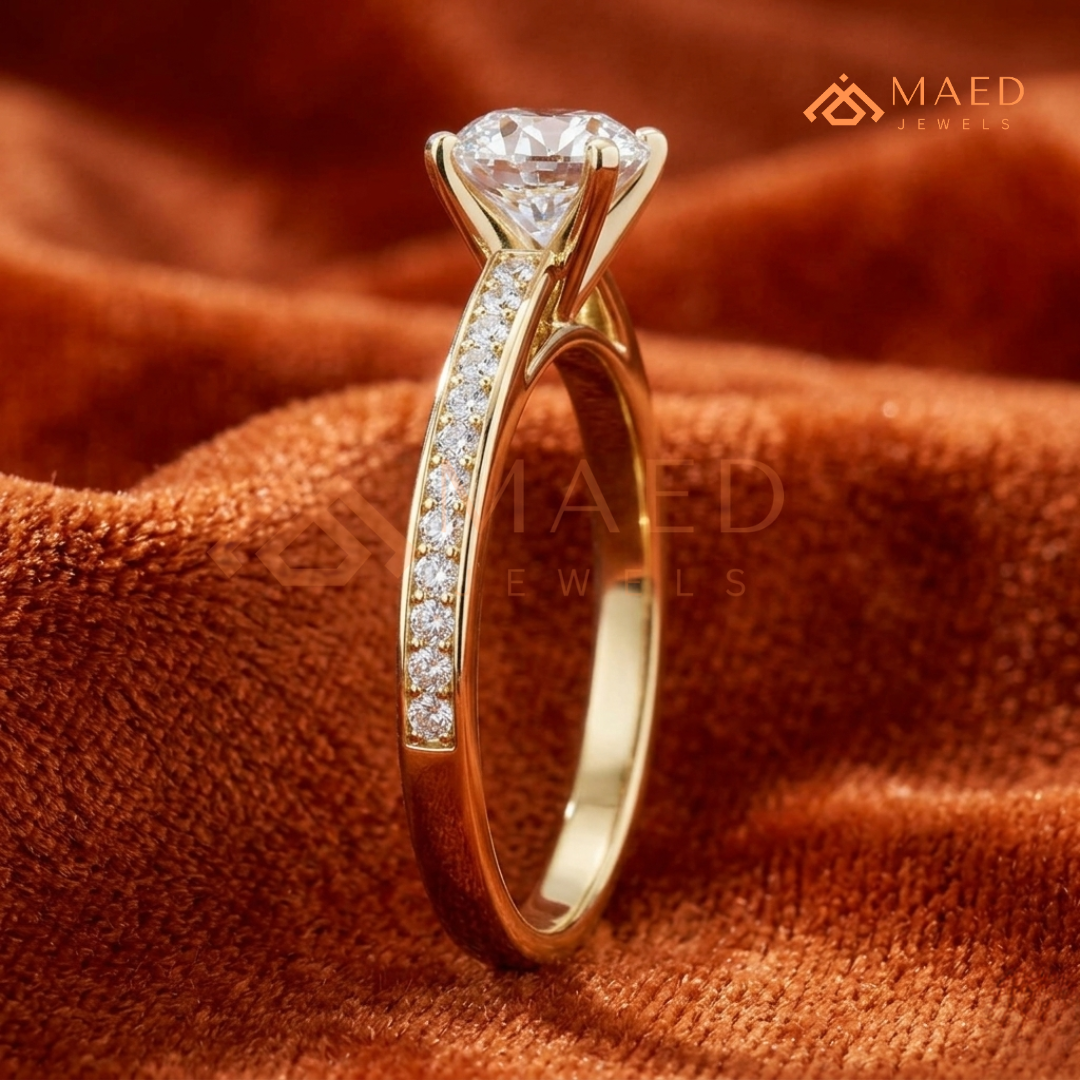 Elegant Oval-Cut Solitaire Engagement Ring with Pavé Band