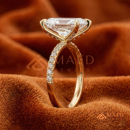 Radiant Cut Diamond Hidden Halo Engagement Ring in 14K Gold, Rose Gold & Silver