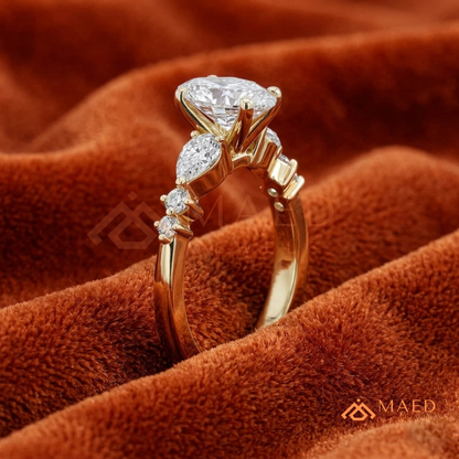 Devotion Oval and Pear Cut Multi-Stone Ring in 14K Yellow Gold, Rose Gold & Silver