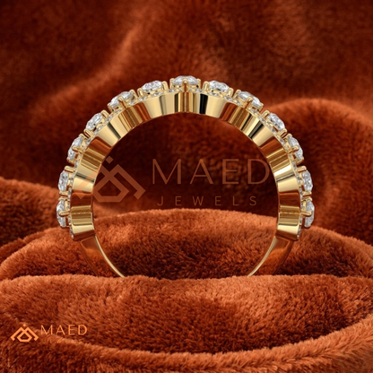 Scalloped Pear Cut Diamond Statement Ring – Silver, 14K Yellow & Rose Gold