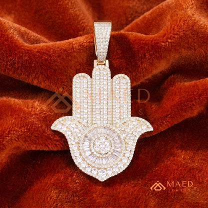 Iced Out Hamsa Hand Statement Pendant – Protective Symbol Medallion