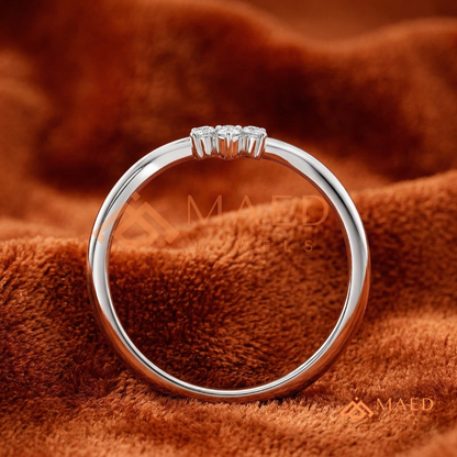 Pear Cut Cluster Chevron Wedding Band | V-Shaped Wishbone Tiara Ring in Silver, 14K Gold, & Rose Gold