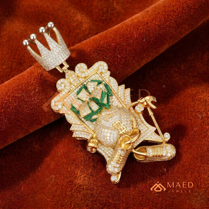 Iced Out King of Cash Throne Pendant - 14K Gold, Rose Gold & Silver Hip Hop Jewelry