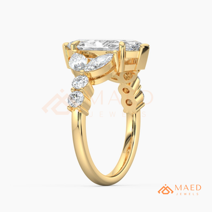 Marquise Cut Leaf Cluster Engagement Ring | 14k Gold, Rose Gold & Sterling Silver