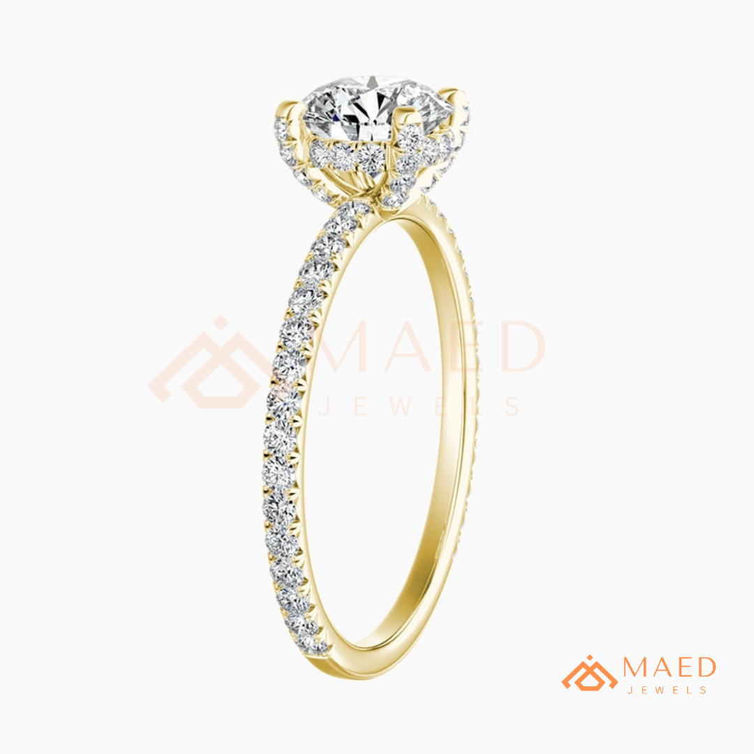 Classic Solitaire Engagement Ring with Pavé Band