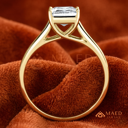 Princess Cut Solitaire Engagement Ring in 14K Gold, Rose Gold & Sterling Silver | Classic Tapered Band Promise Ring for Women