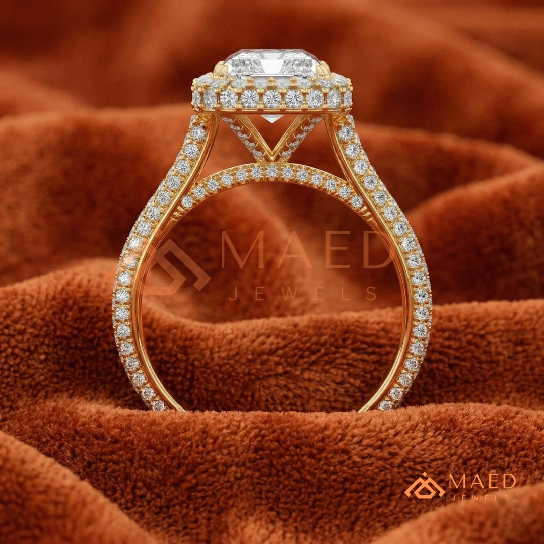 Radiant Cut Halo Engagement Ring in Sterling Silver, 14K Gold & 14K Rose Gold