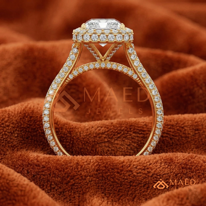 Radiant Cut Halo Engagement Ring in Sterling Silver, 14K Gold & 14K Rose Gold