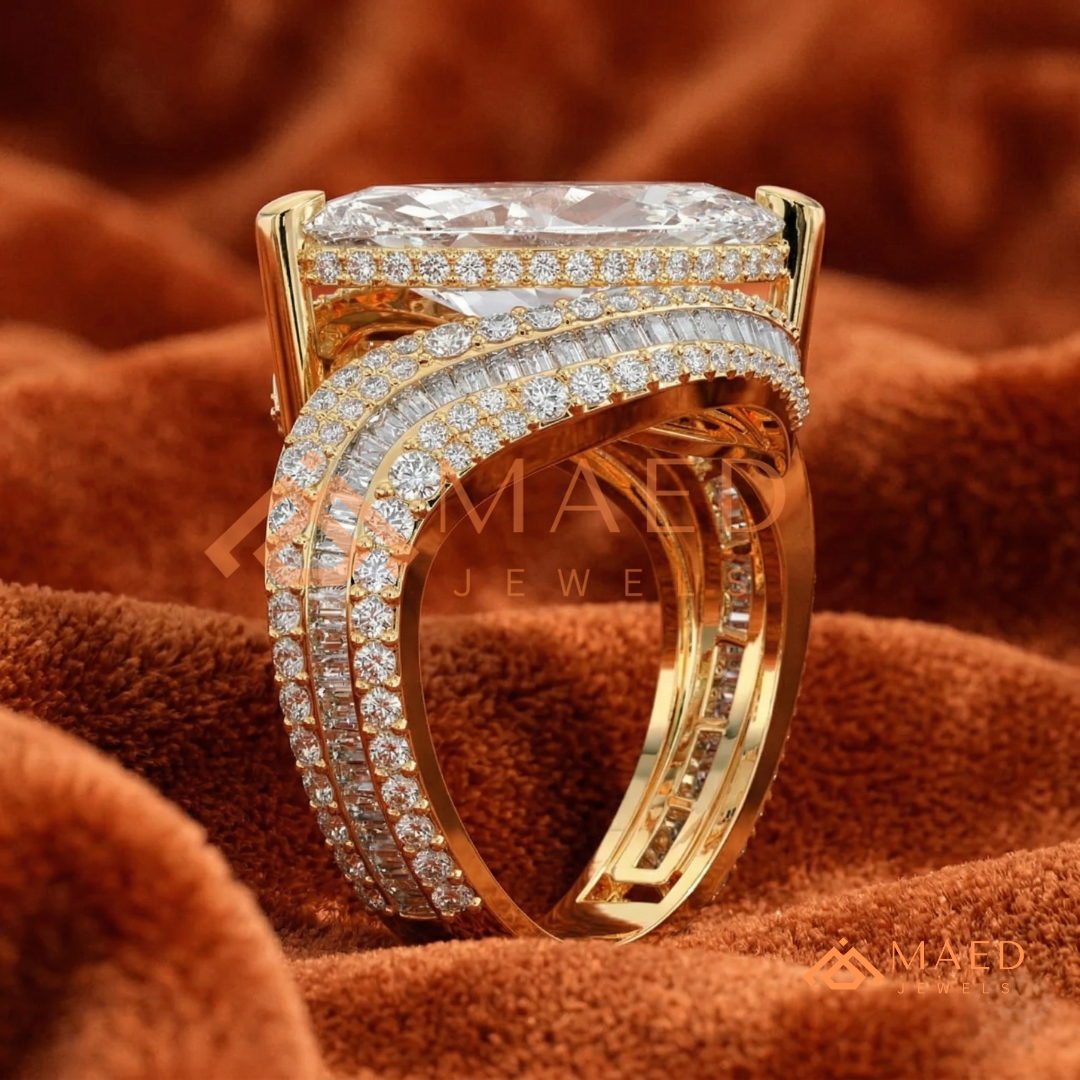 Marquise Cut Bypass Cocktail Ring in Sterling Silver, 14K Gold & 14K Rose Gold