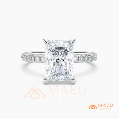 Radiant Cut Diamond Hidden Halo Engagement Ring in 14K Gold, Rose Gold & Silver