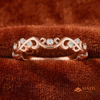 The Amoret Crown Band | Delicate Bezel Diamond Tiara Wave Ring