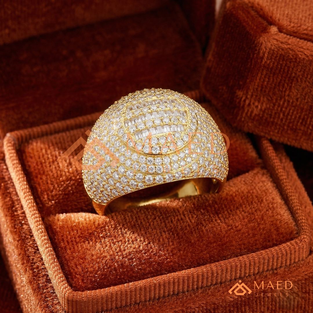 Heavy Square Iced Baguette Signet Ring – 925 Silver, 14K Gold & Rose Gold