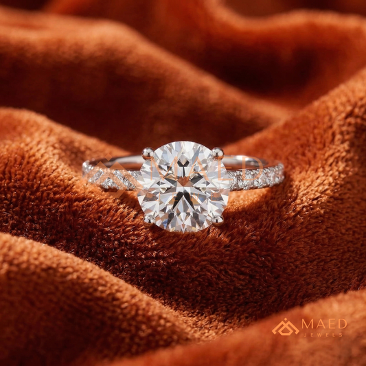 The Penelope Round Cut Diamond Simulant Ring | Silver, 14K Yellow, & Rose Gold