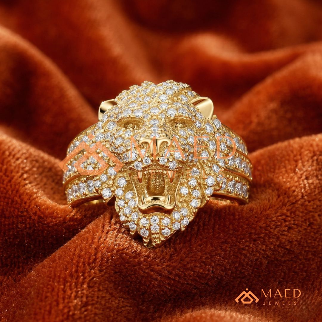 Men's Iced-Out Concentric Circle Dome Ring | Silver, 14K Gold & Rose Gold