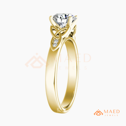 Radiant Cut 3-Stone Engagement Ring with Pear Side Gems & Pavé Band