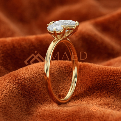 Toi et Moi Dual Pear Cut Bypass Engagement Ring in 14K Gold, Rose Gold & Silver