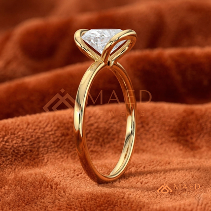 Horizontal Oval Half-Bezel Minimalist Engagement Ring in Silver, 14K Yellow Gold, or Rose Gold