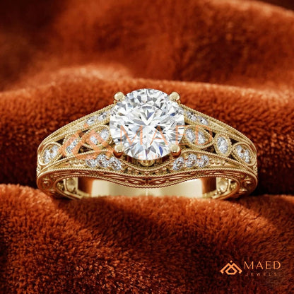 Vintage Filigree Engagement Ring – Art Deco Inspired Diamond Ring