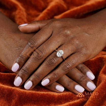 Elongated Oval Cut Solitaire Engagement Ring | 14k Gold, Rose Gold & Sterling Silver