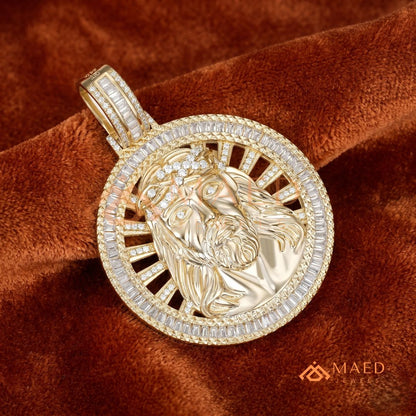 Diamond Jesus Piece Medallion Pendant | 14K Gold, Rose Gold & Sterling Silver