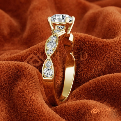 Marquise Accent Solitaire Engagement Ring – Minimalist Diamond Ring