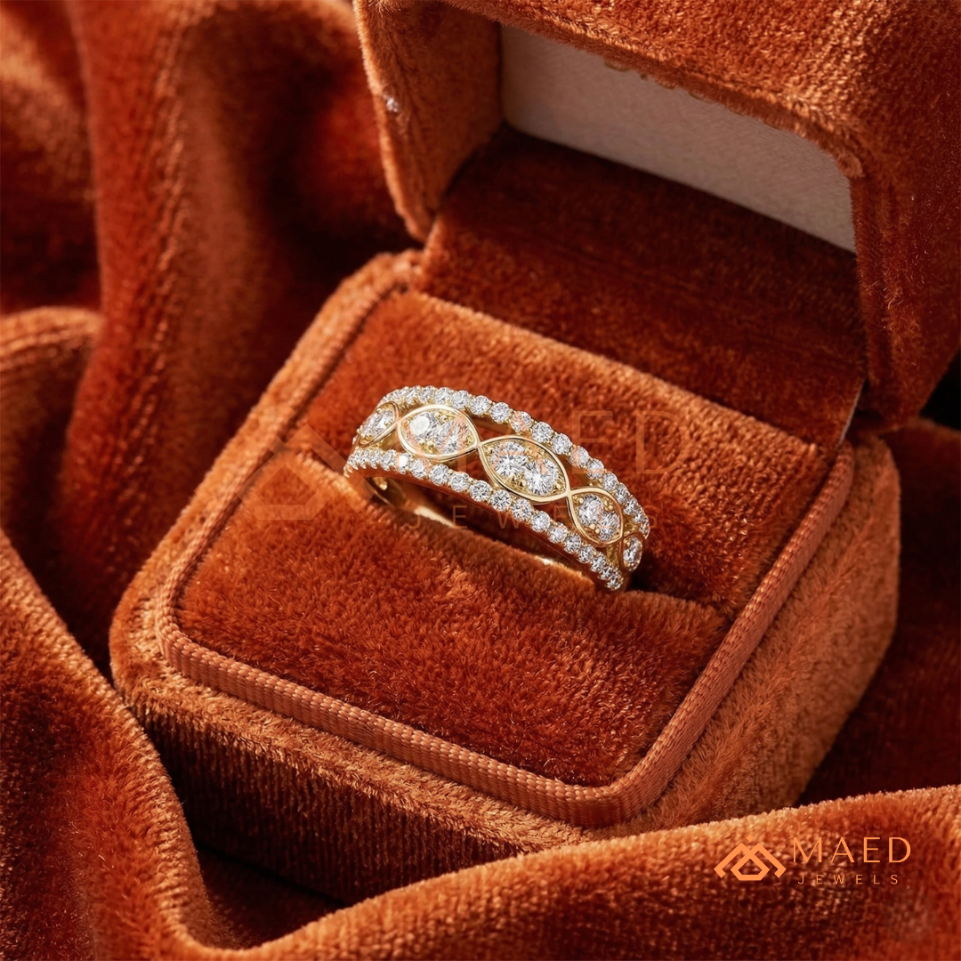 Amara Two-Tone Milgrain Filigree Ring – Available in Silver, 14K Yellow & Rose Gold