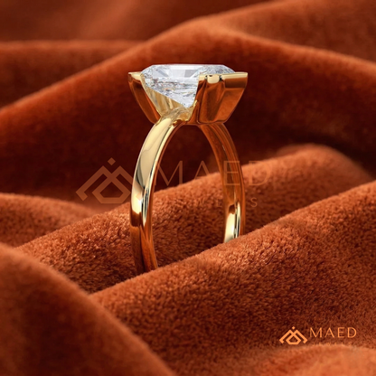The Rowan Radiant Half-Bezel Engagement Ring – Silver, 14K Yellow & Rose Gold