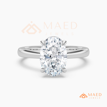 Classic Oval Cut Moissanite Solitaire Ring | 14K Gold, Rose Gold & Sterling Silver Engagement Ring for Women