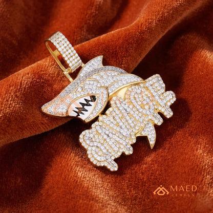 Iced-Out "SAVAGE" Shark Pendant – Micro-Pave Diamond Finish