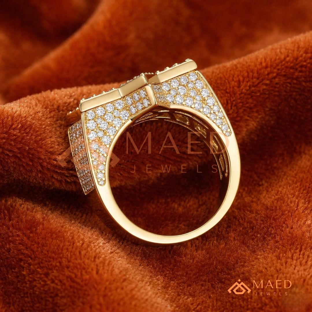 Men's Iced-Out Star of David Ring | Sterling Silver, 14K Gold & Rose Gold