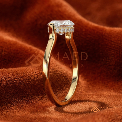 East-West Marquise Cut Engagement Ring | 14K Gold, Rose Gold & Silver Solitaire