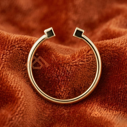 Minimalist Two-Stone Open Cigar Ring – Silver, 14K Yellow & Rose Gold