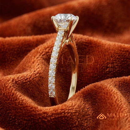 Classic Marquise [Gemstone Type] Solitaire Accent Ring in 14K Yellow Gold, Rose Gold & Silver