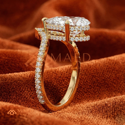 Pear Cut Chevron Engagement Ring in Sterling Silver, 14K Gold & 14K Rose Gold