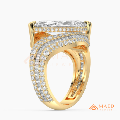 Marquise Cut Bypass Cocktail Ring in Sterling Silver, 14K Gold & 14K Rose Gold