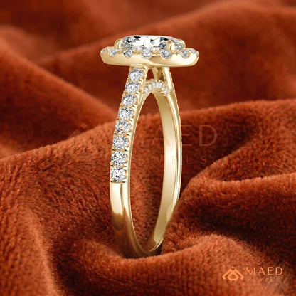 Majestic Oval Brilliant Halo Ring in 14K Yellow Gold, Rose Gold & Sterling Silver
