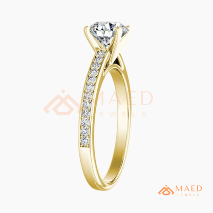 Elegant Oval-Cut Solitaire Engagement Ring with Pavé Band