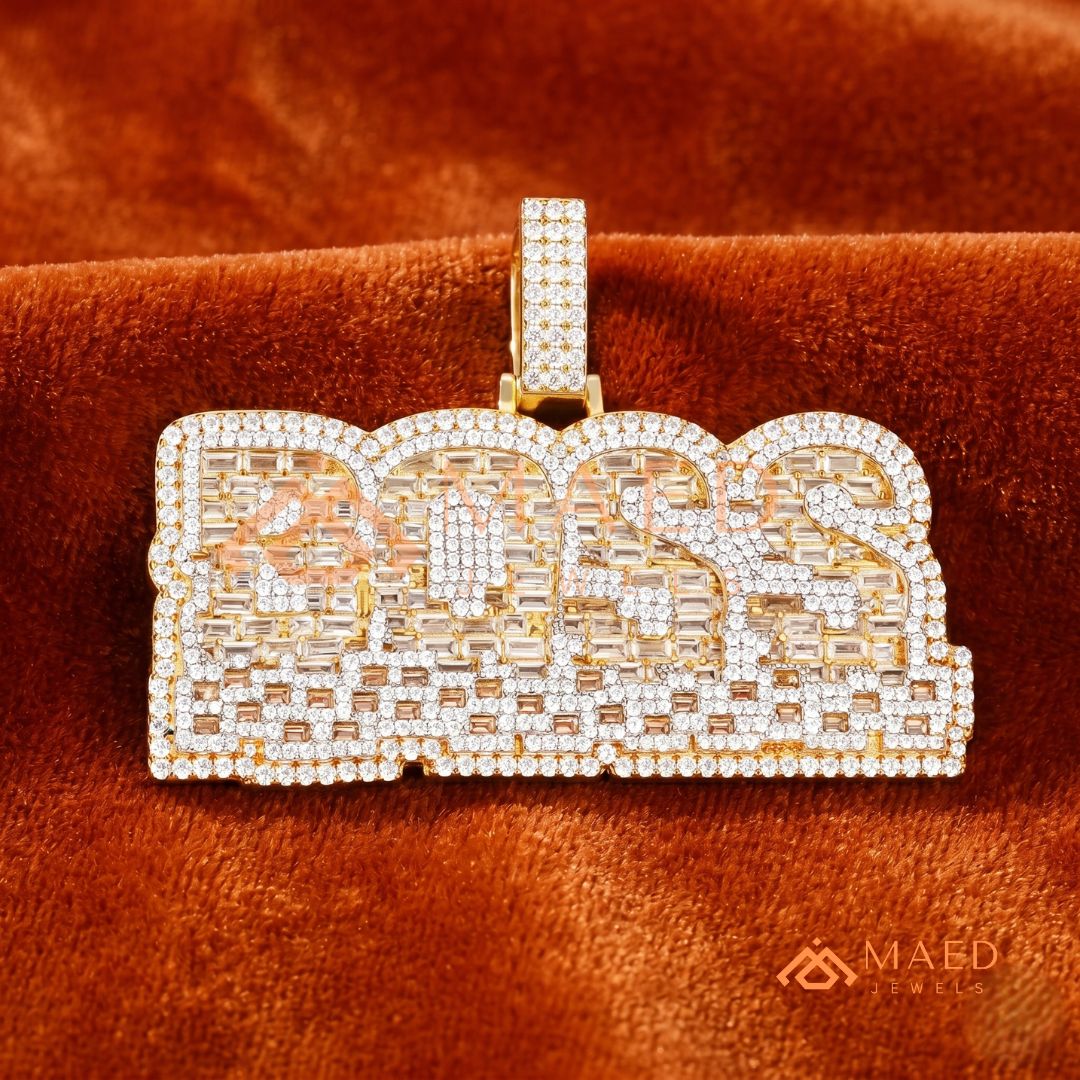 BOSS Luxury Diamond Letter Pendant - Sterling Silver, 14K Gold & Rose Gold